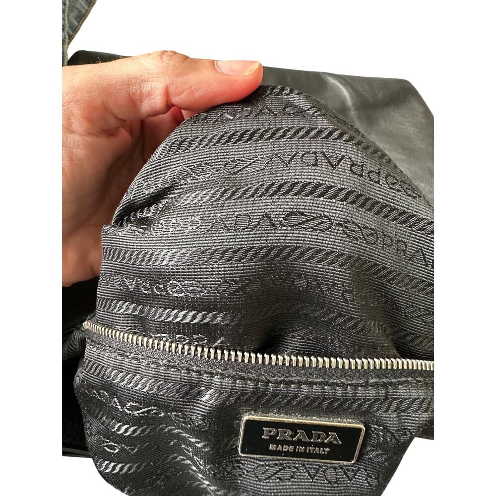 Prada Black Leather Shoulder Hobo Bag Adjustable Strap - Picture 12 of 16